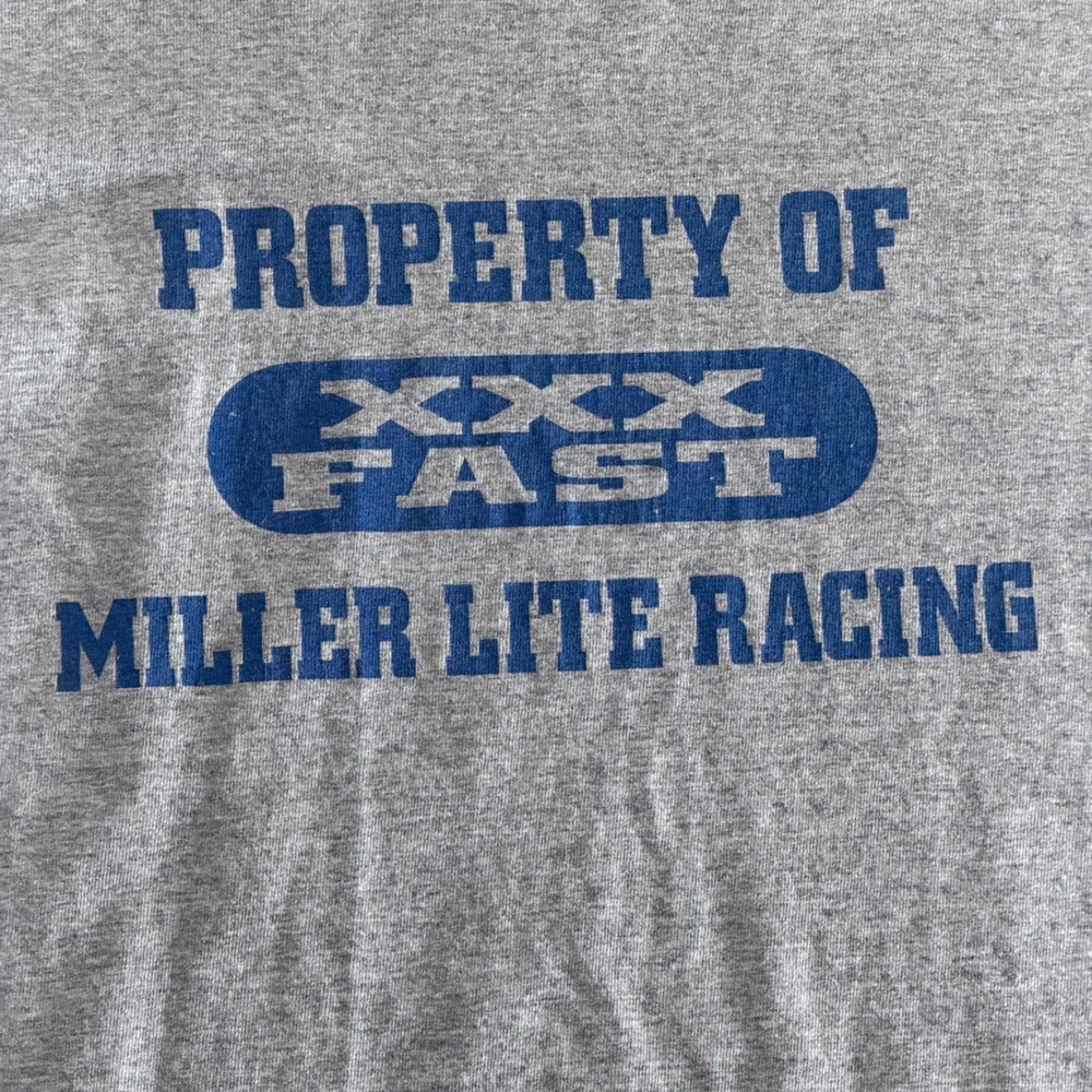 VTG 2006 Miller Lite property of Racing T Shirt Men's XL Grey Fruit of the Loom - Picture 2 of 5